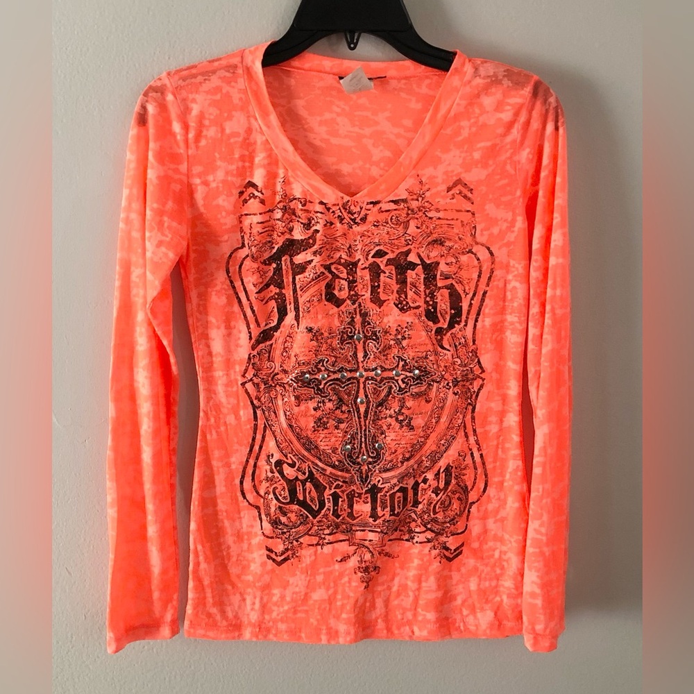 Y2K Cotty On Faith Studded Graphic Top